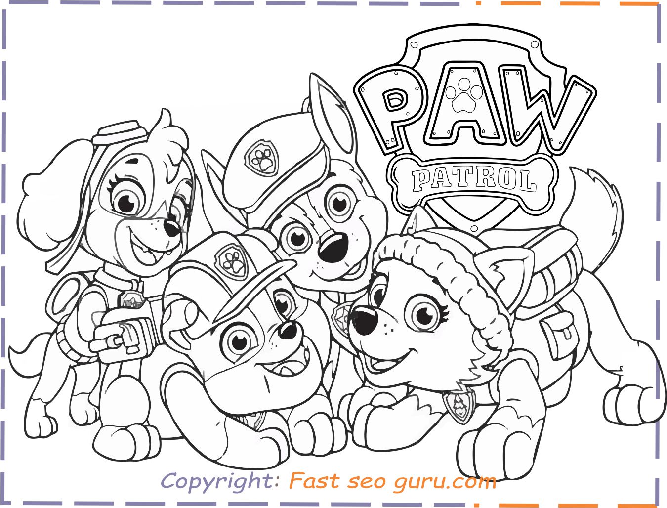 Paw Patrol Everest Rubble Chase Coloring Pages